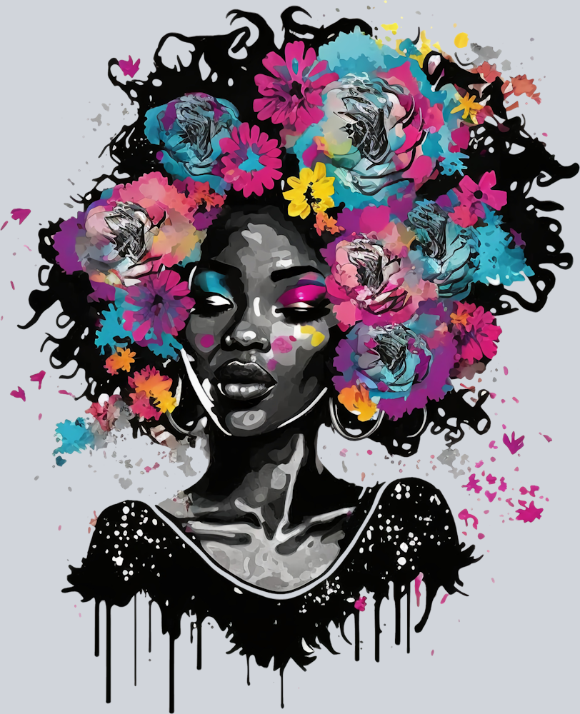 Black Woman Flower Dreams - STK00976
