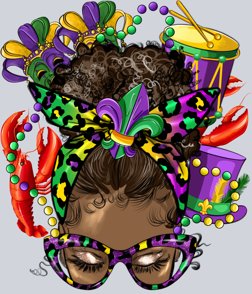Mardi Gras Afro Messy Bun - STK04011