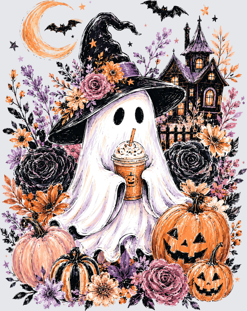 Halloween Floral Ghost - STK08038