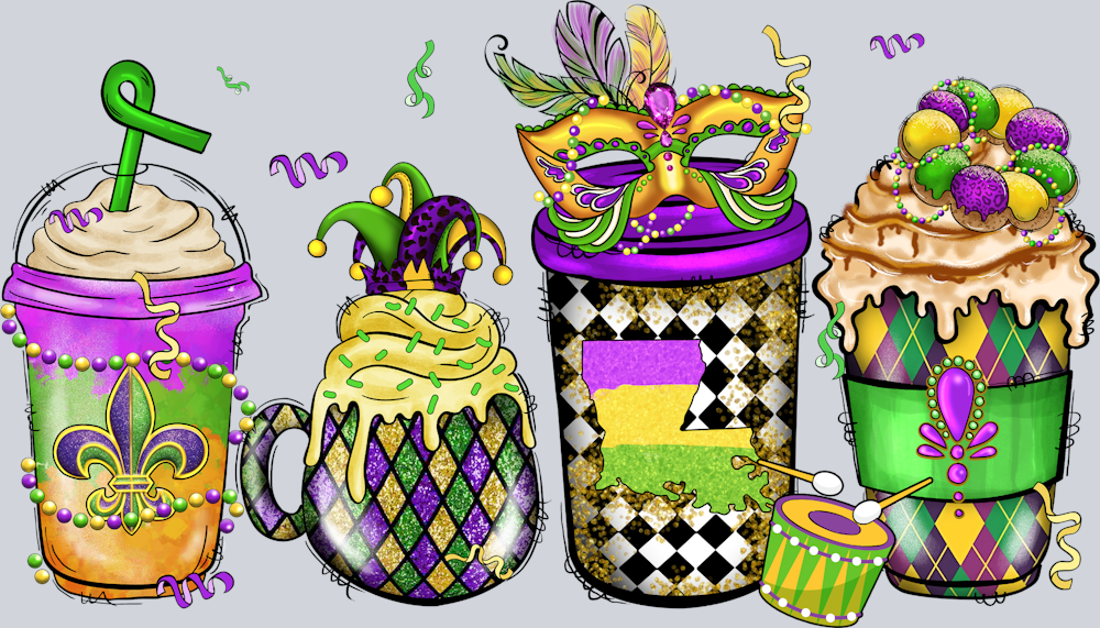 Mardi Gras Coffee Drinks Masks - STK04027