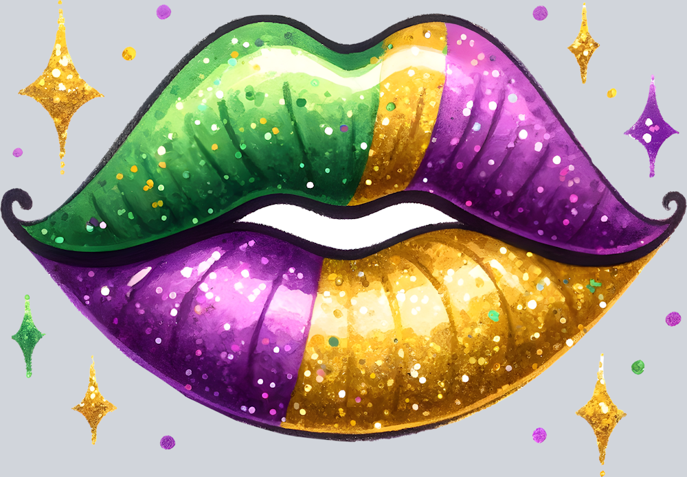 Mardi Gras Lip Stripes - STK04072