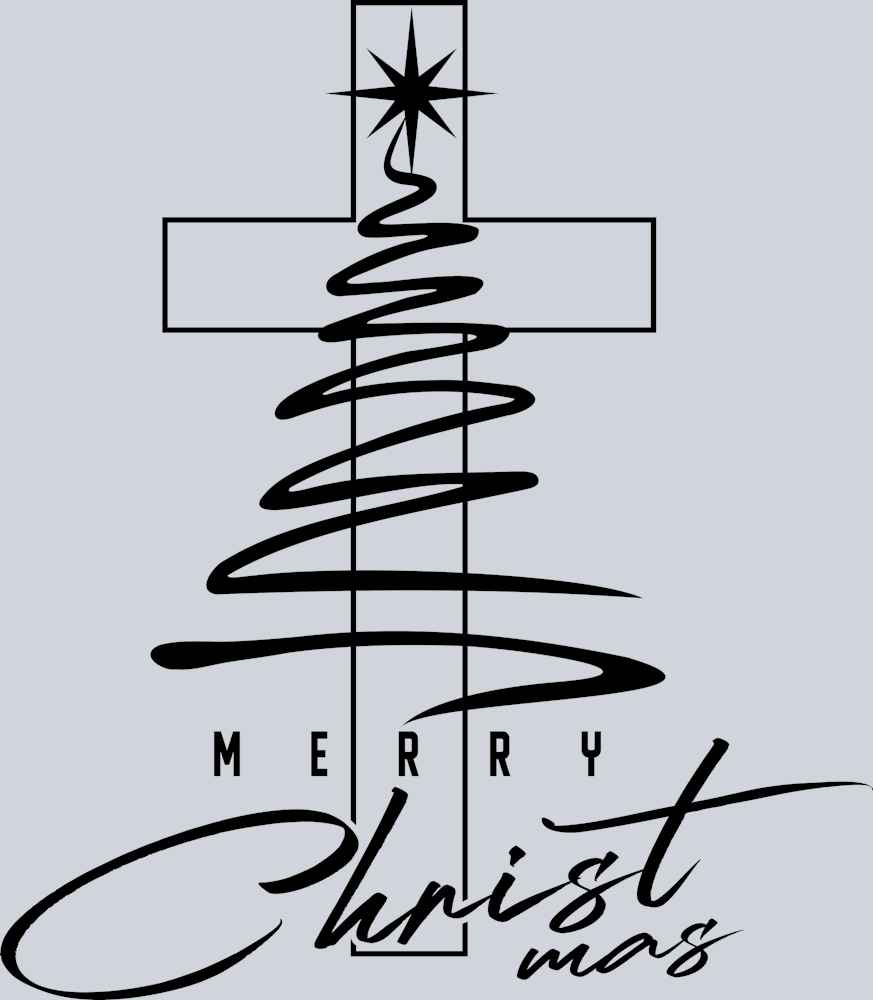 Merry Christmas with Cross Black - STK07522