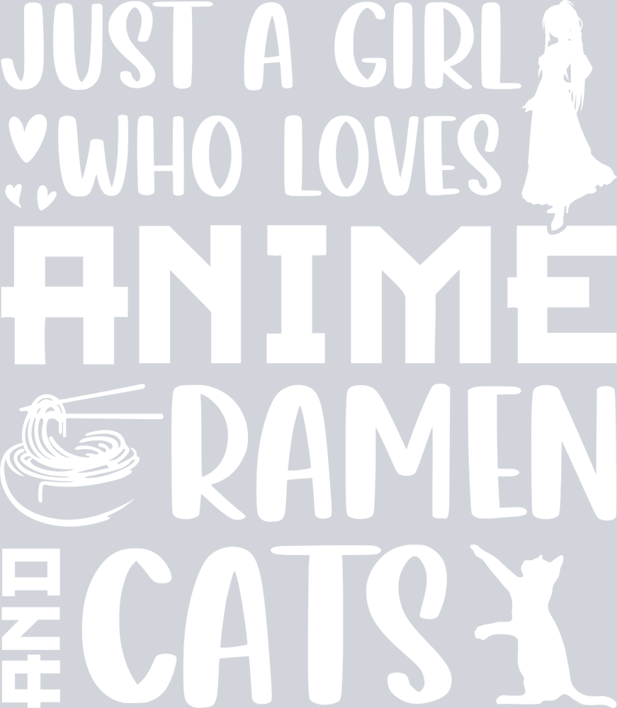 Girl Who Loves Anime Ramen Cats White - STK02260