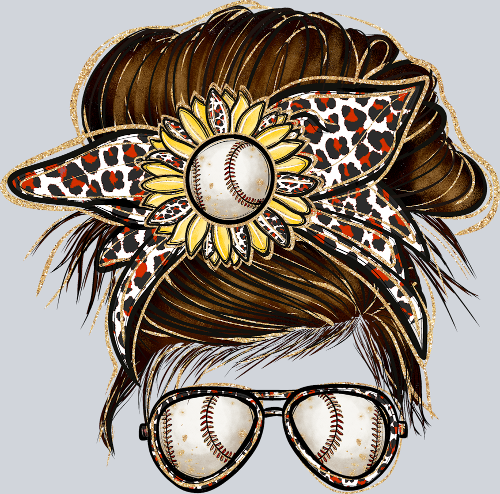 Baseball Messy Bun Sunflower - STK00414