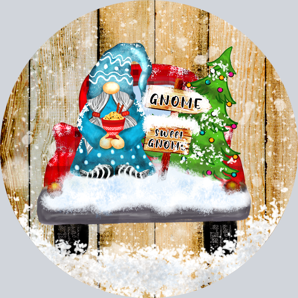 Christmas Gnome Wood Round - STK01303