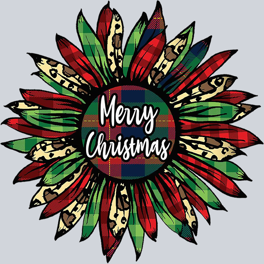 Christmas Plaid And Leopard Sunflower - STK01328