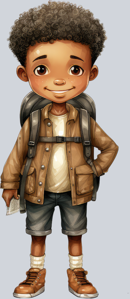 Cute Black Black Boy Back To School 1 - STK01521