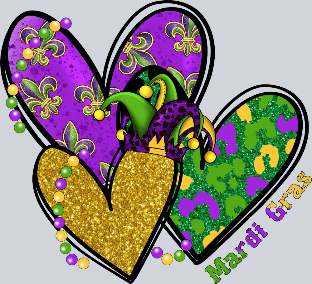 Mardi Gras Glitter Hearts - STK04044
