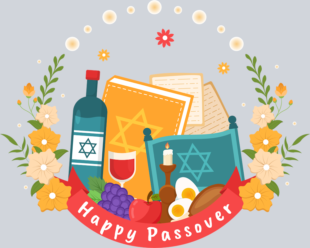 Happy Passover Floral Frame - STK02595