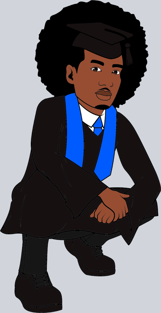 Black Man Graduation Afro - STK00868