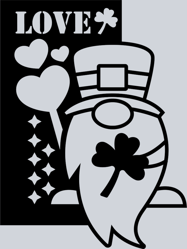 Gnome St Patty Love Black - STK02334