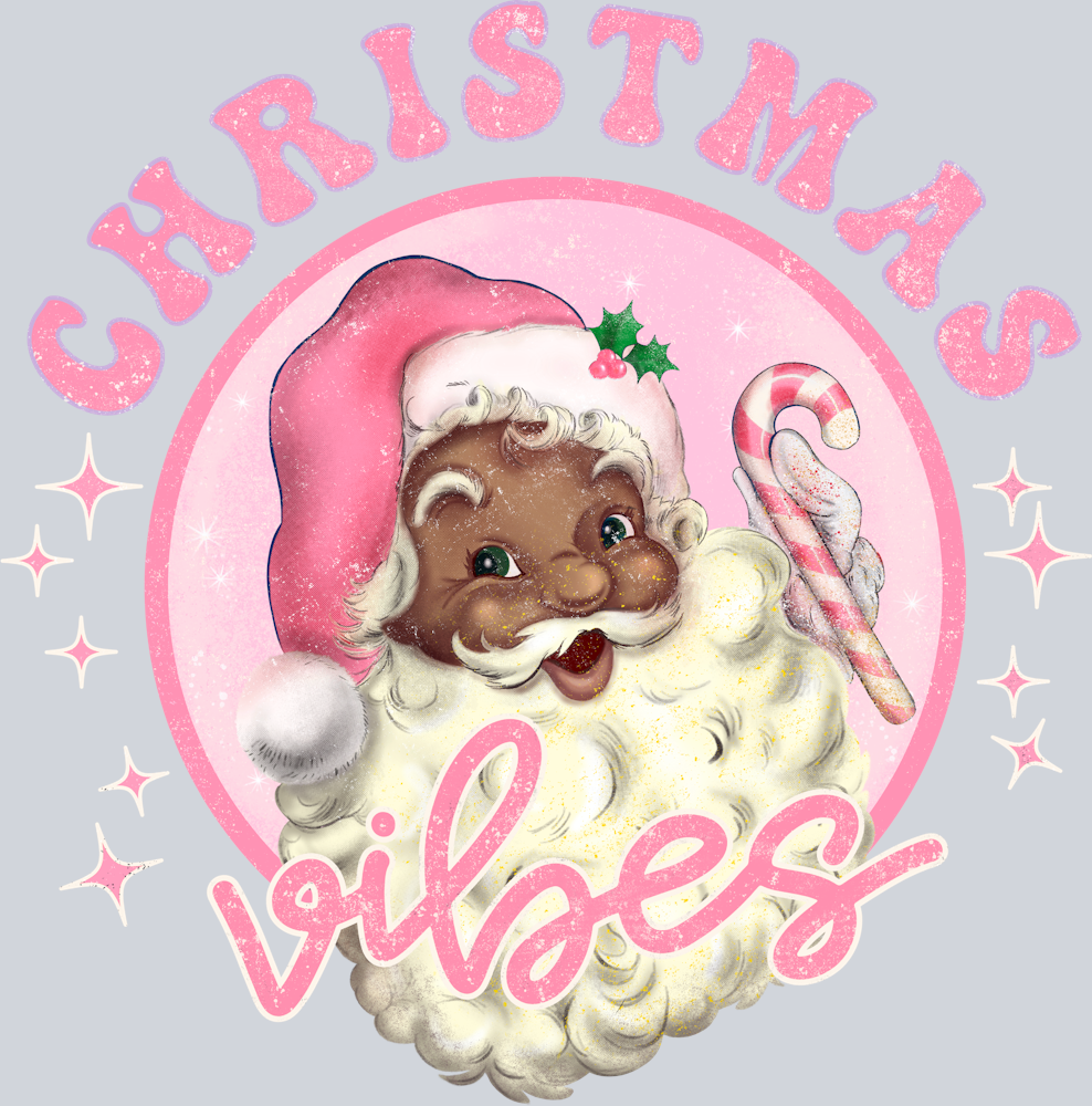 Black Santa Pink Christmas Vibes - STK00928