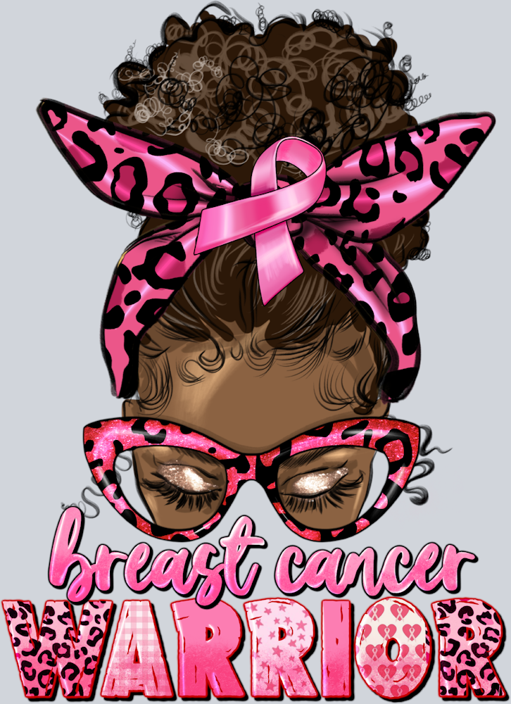 Breast Cancer Warrior Afro Messy Bun - STK01159