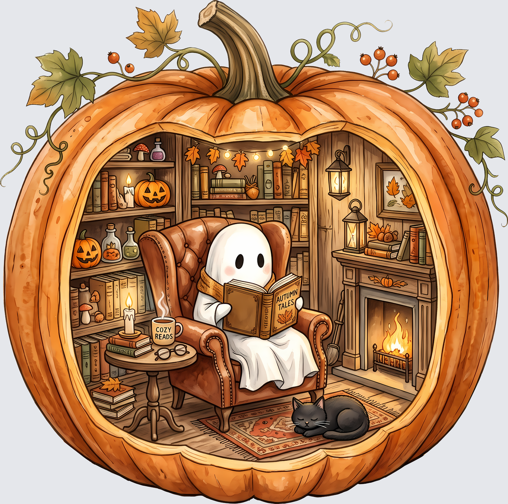 Pumpkin Ghost Reading - STK08203