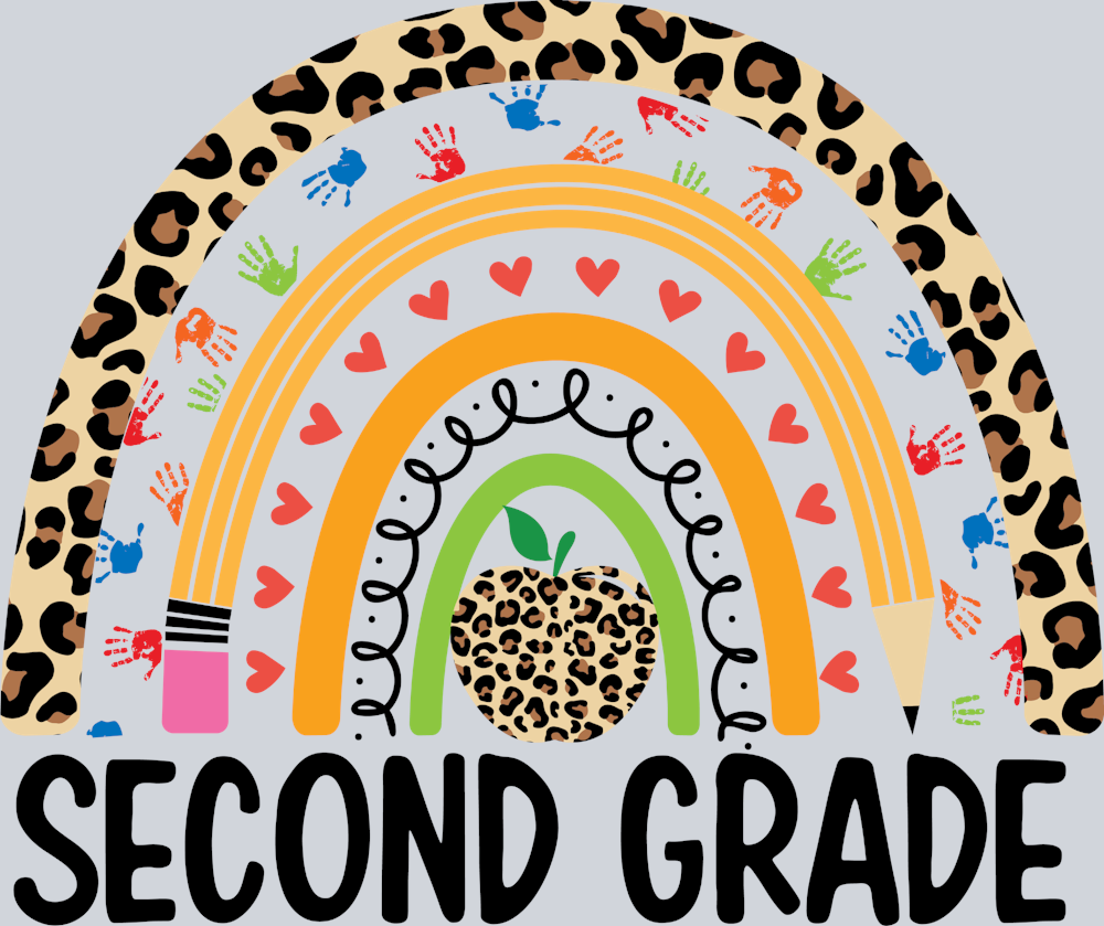 Second Grade Cheetah Rainbow Back To School - STK05403