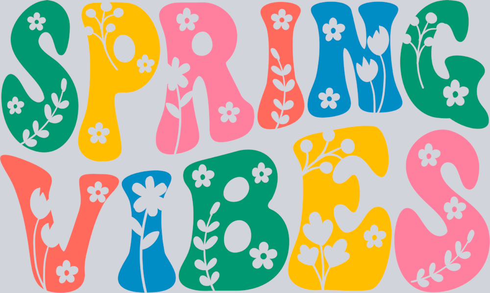 Spring Vipes Spring Vibes Retro Flowers - Atlanta Vinyl