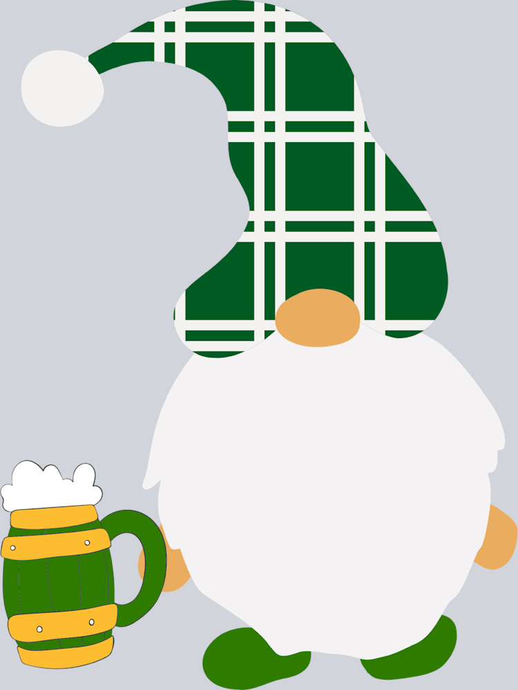 Gnome White Plaid Beer - STK02342
