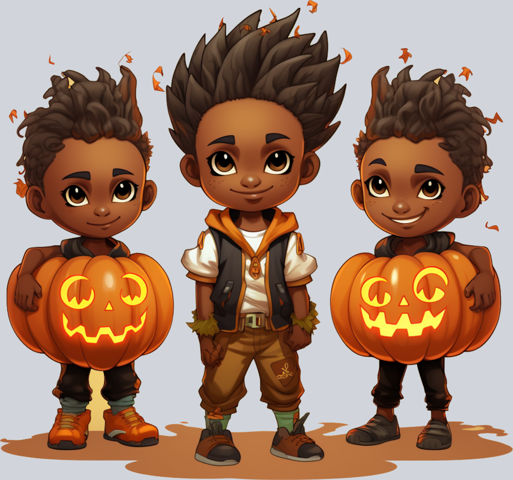 Halloween Black Boys Celebrating - STK02460