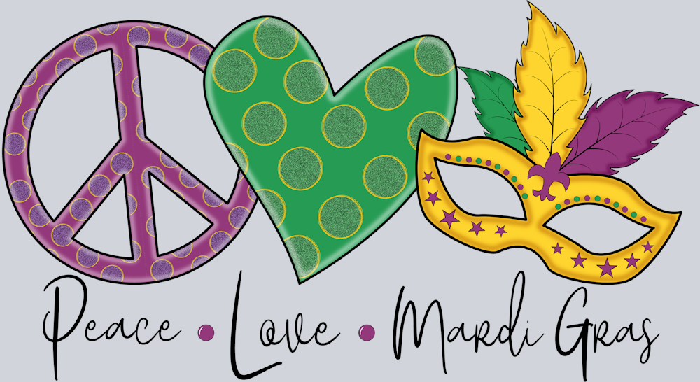 Peace Love Mardi Gras Black - STK04761