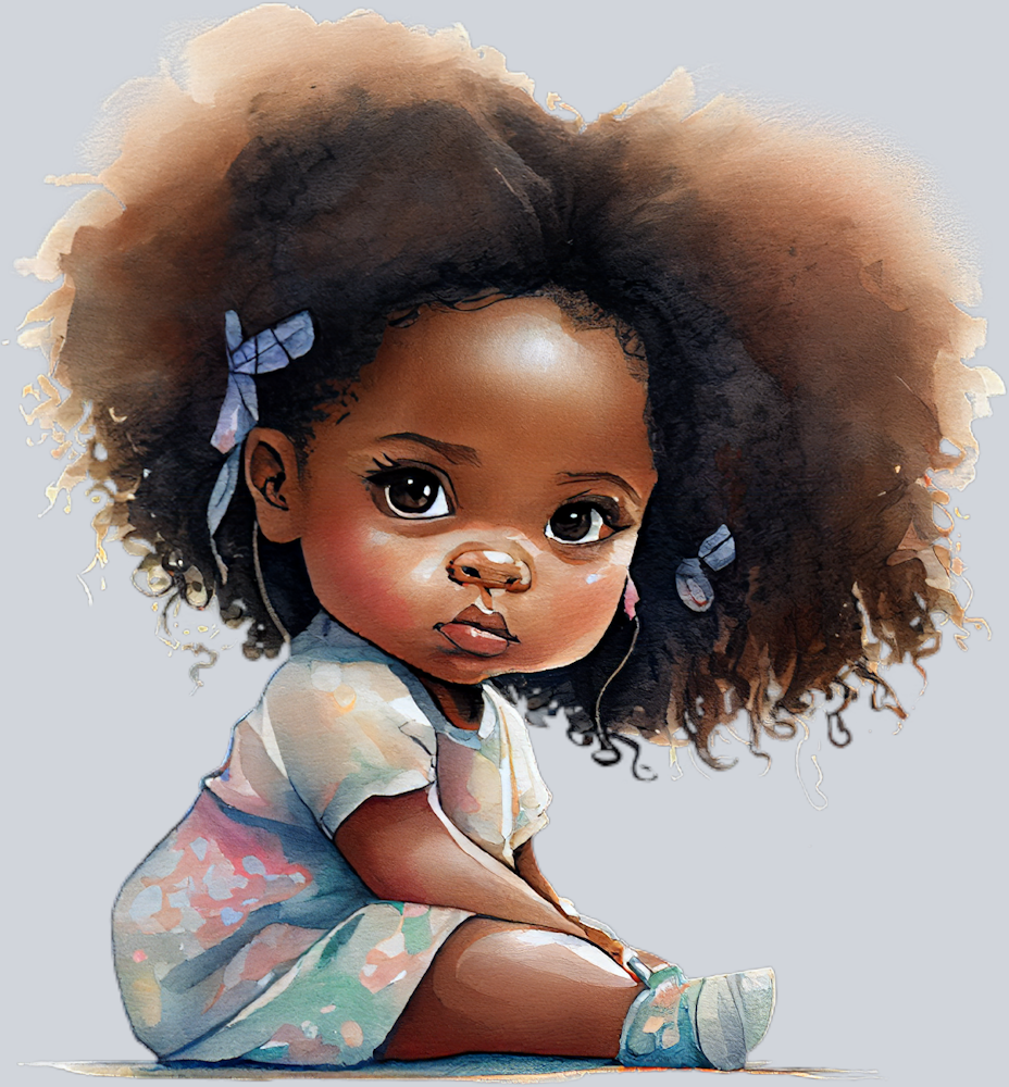 Black Toddler Sitting - STK00957