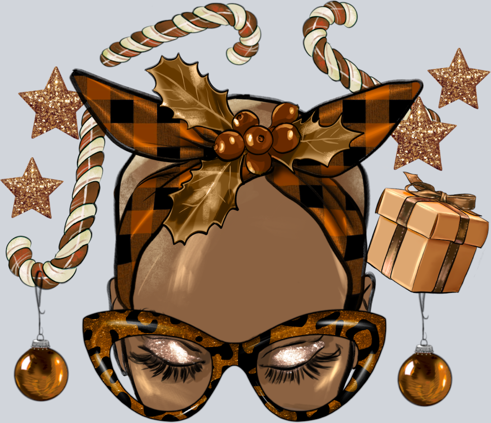 Melanin Christmas Afro Messy Bun Bald - STK04146