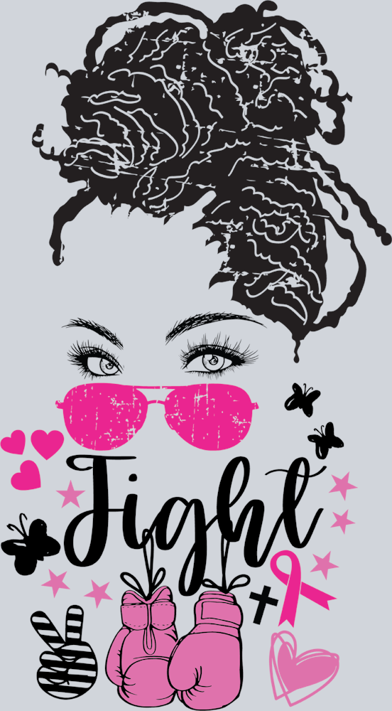 Breast Cancer Awareness Fight 3 Black - STK01128