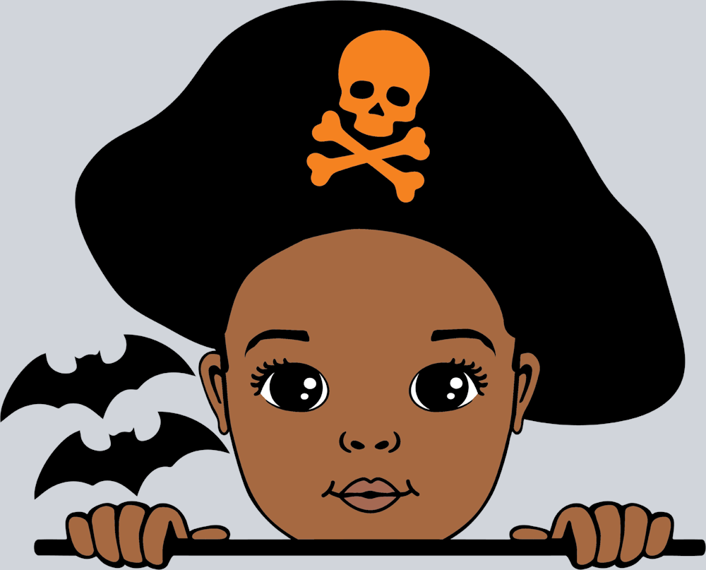 Halloween Pirate Peeking Little Black Boy - STK02501