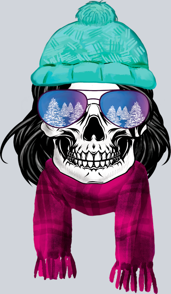 Winter New Year Skull With Hair And Sunglasses - STK06479