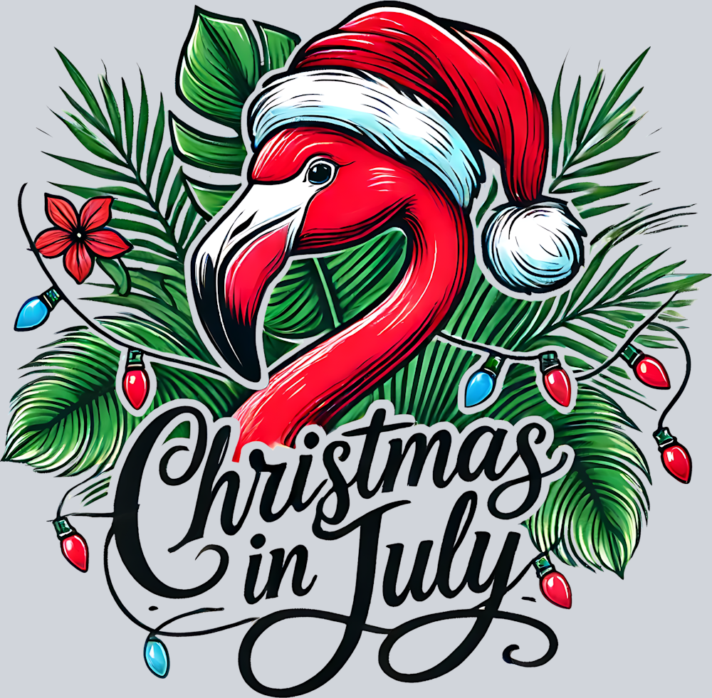 Christmas In July Floral With Flamingo - STK01312