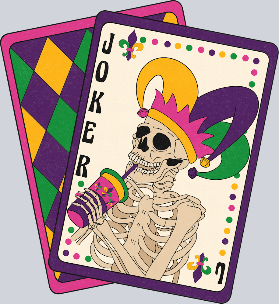 Skeleton Mardi Gras Cards - STK05506
