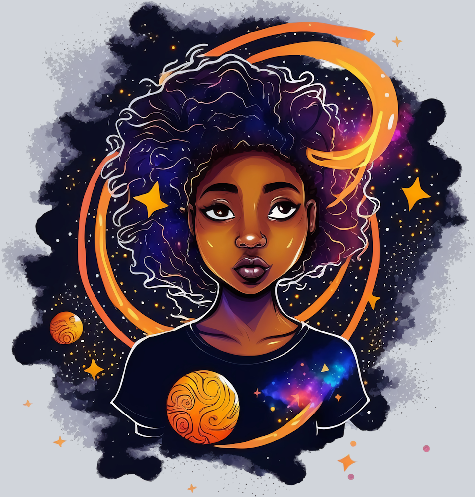 Black Woman Universe Surrounds - STK00987