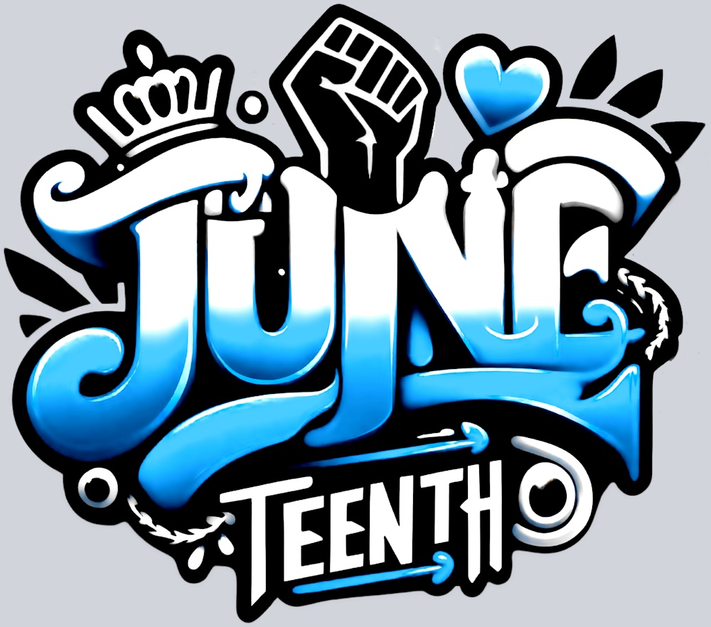 Juneteenth Graffiti Airbrush Blue And White - STK03391