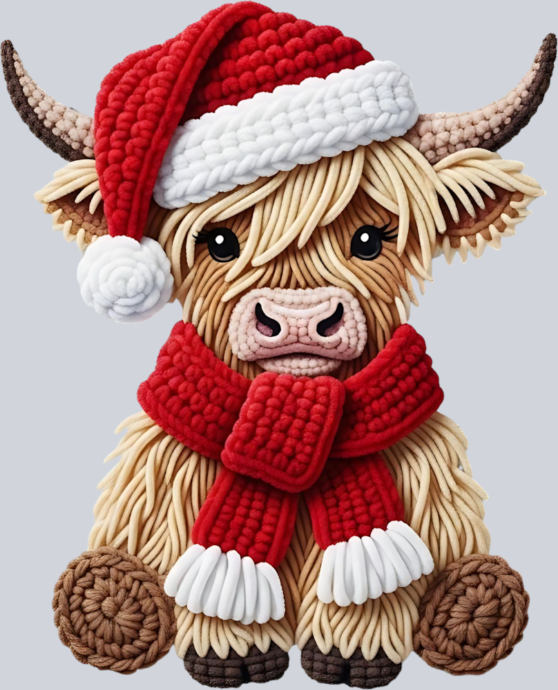 Faux Crochet Christmas Cow - STK07476