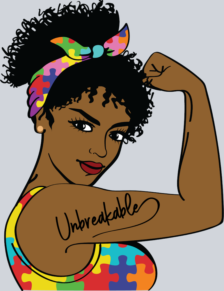 Afro Strong Woman Autism Unbreakable - STK00081