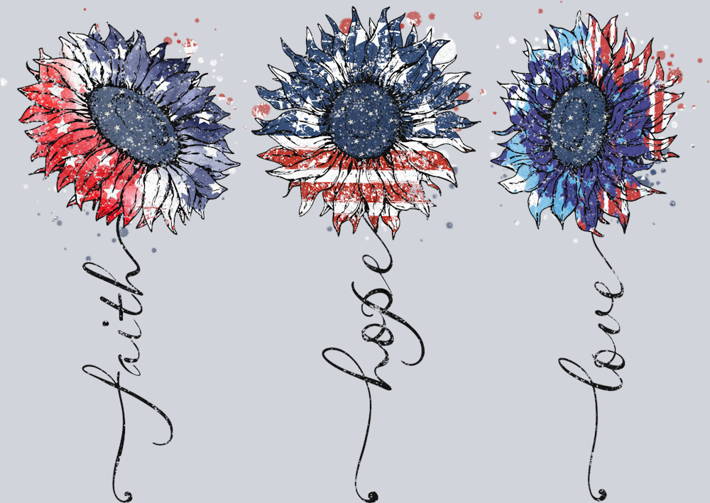 Faith Hope Love Sunflower USA - STK01902