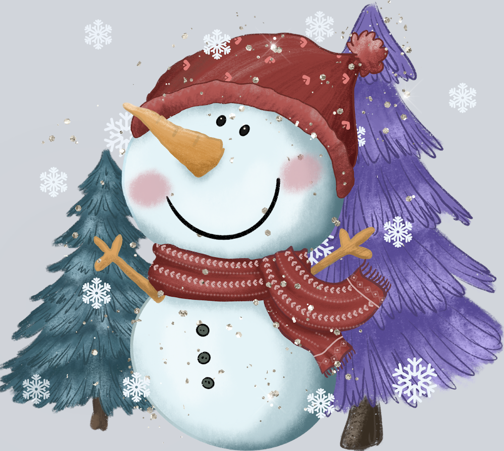Happy Snowman With Trees - STK02602