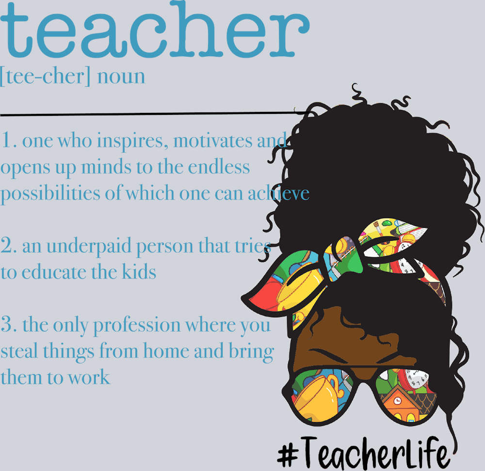 Teacher Noun Afro Messy Bun - STK05956