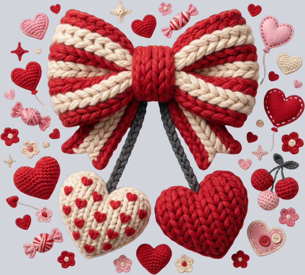 Valentine Bows Faux Yarn - STK07639