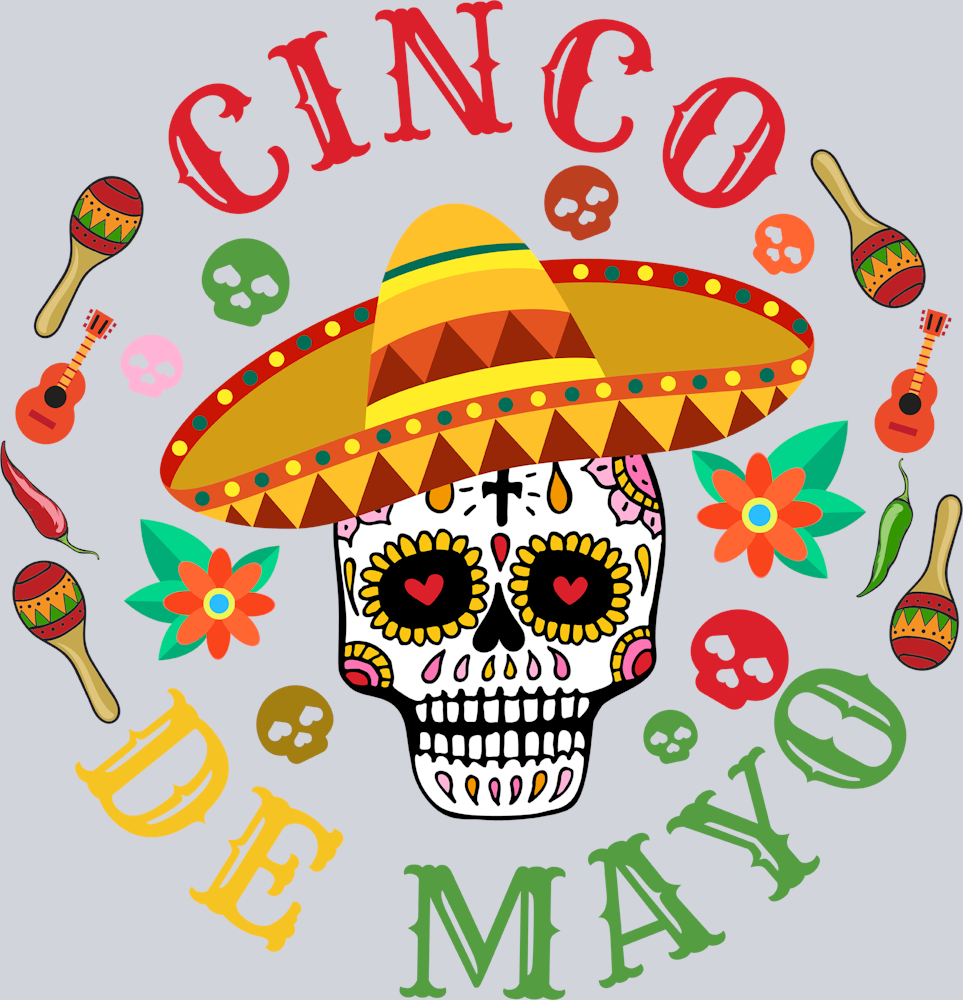 Cinco De Mayo Circle Candy Skull - STK01351