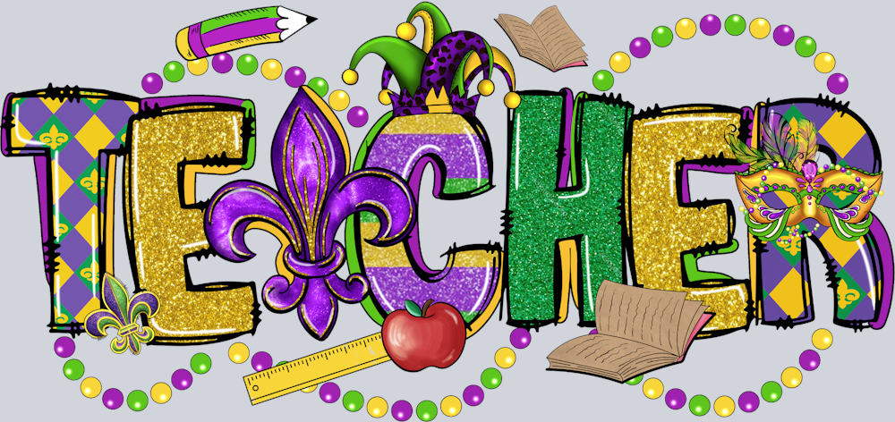 Mardi Gras Teacher Glitter - STK04104