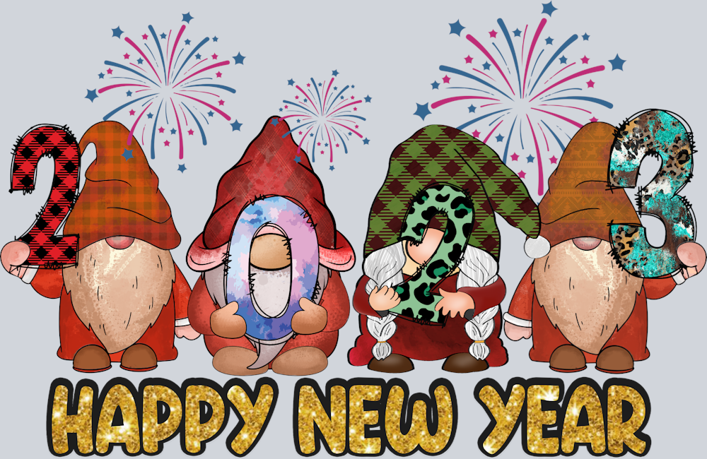 Happy New Year Gnome Fireworks - STK02586