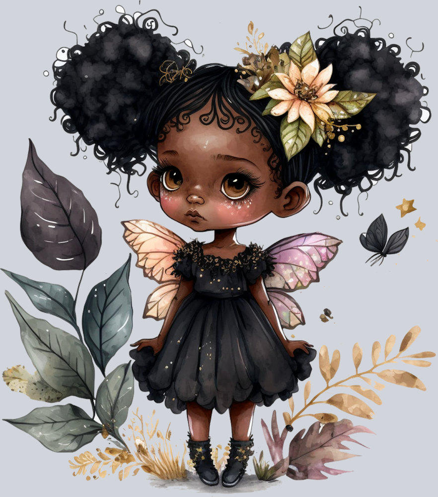 Black Fairy Girl Greenry - STK00604