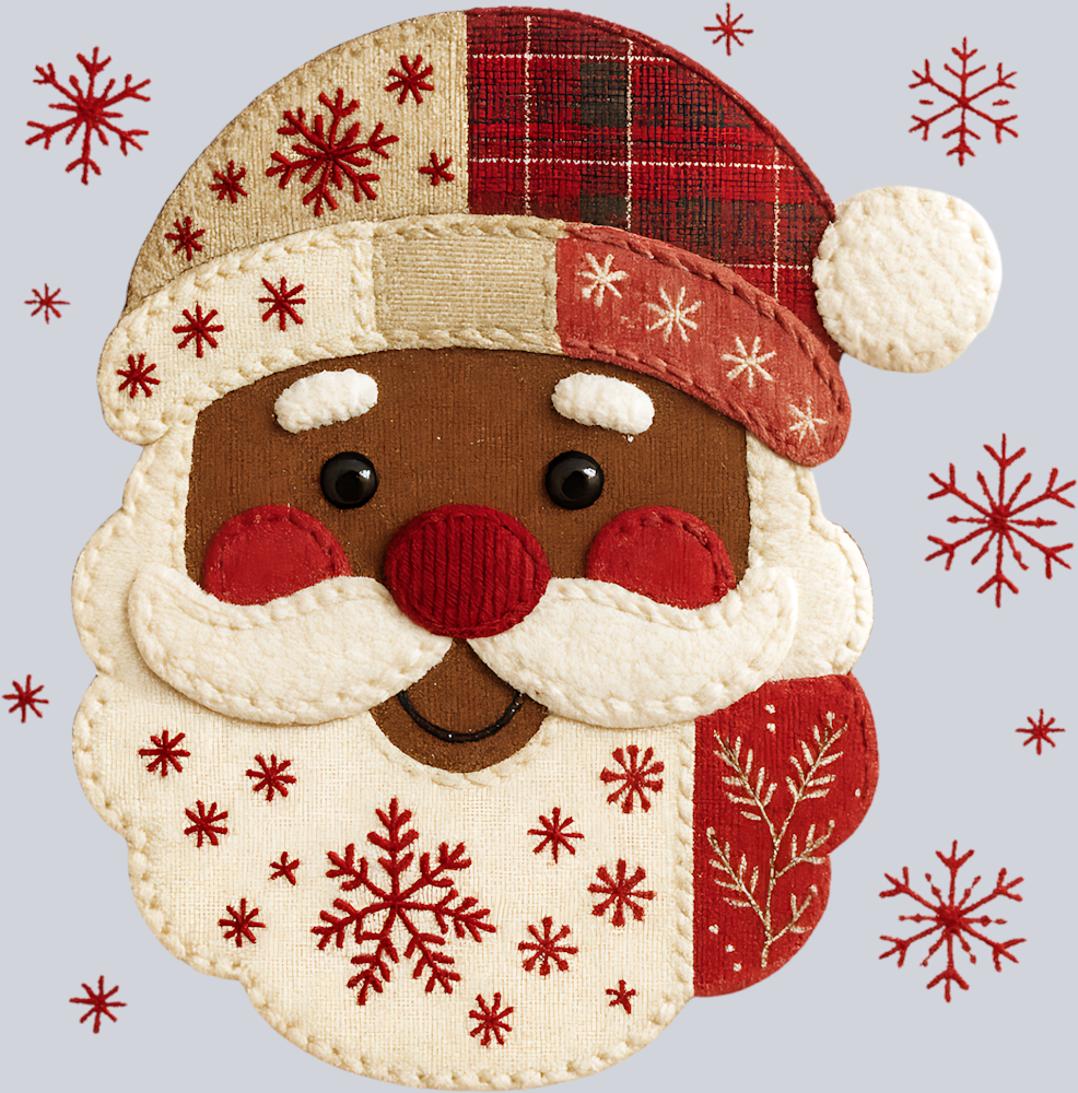 Faux Patchwork Black Santa - STK07479