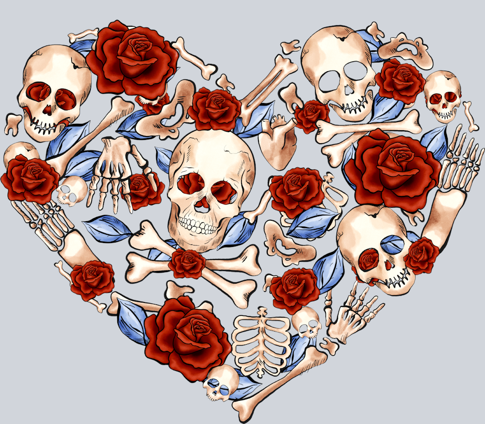 Skull Rose Heart - STK05550