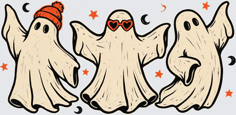 Retro Halloween Cute Ghost Trio - STK08240