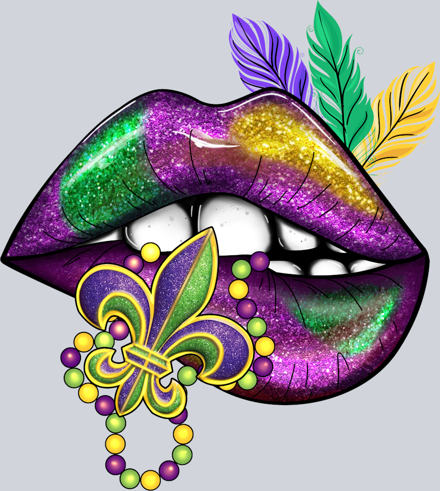 Mardi Gras Glitter Lips Beads - STK04045