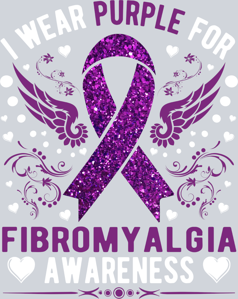 We Wear Purple Fibromyalgia Glitter White - STK06396