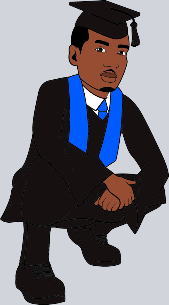 Black Man Graduation Short - STK00869