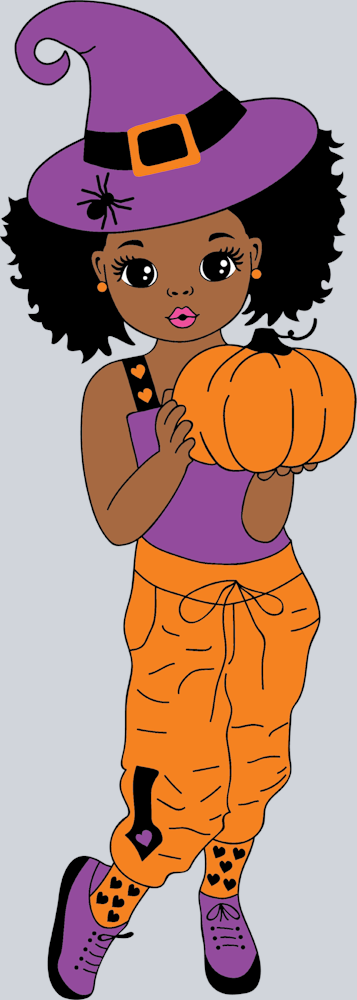Halloween Witch Little Black Girl Standing - STK02505