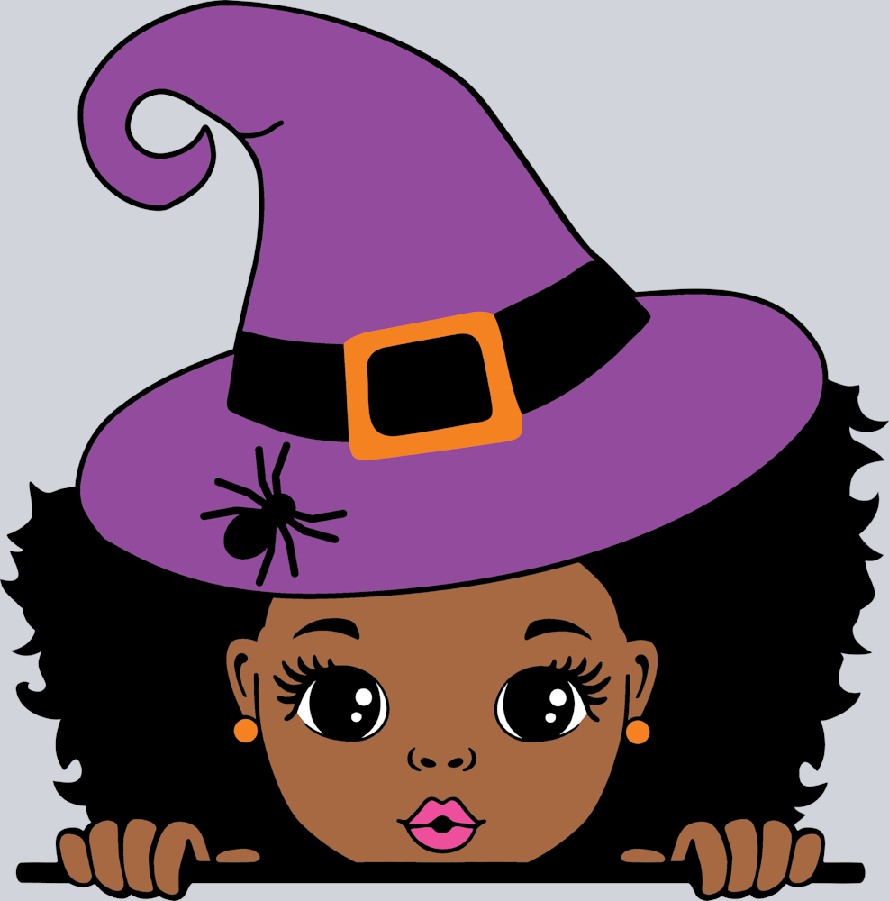 Halloween Witch Peeking Little Black Girl - STK02506